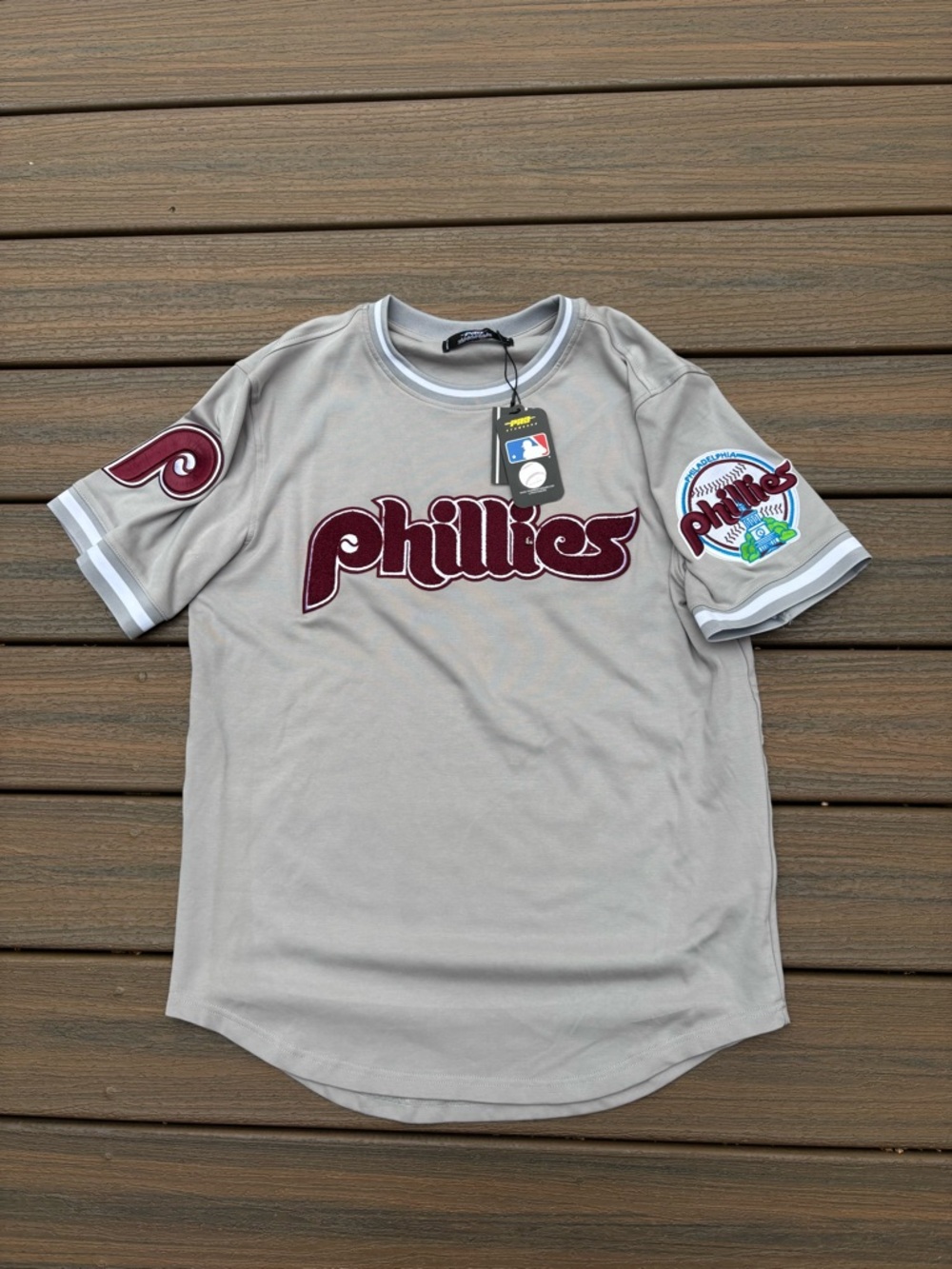 Philadelphia Phillies Pro Standard Retro Gray Jersey Patches Mens L NWT